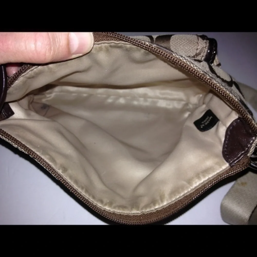 COACH signature c brown crossbody turnlock bag